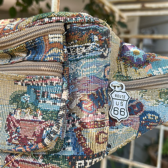 Vintage pioneer express route us 66 tapestry Fanny pack with 6 zipper pockets - Picture 6 of 8
